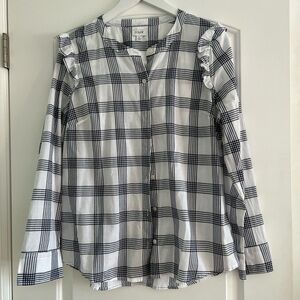 J. Crew Navy and White Checkered Blouse